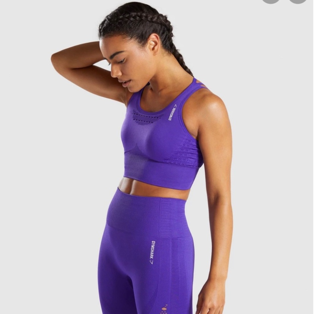 Gymshark Seamless Energy Crop Top (Bra) in Purple